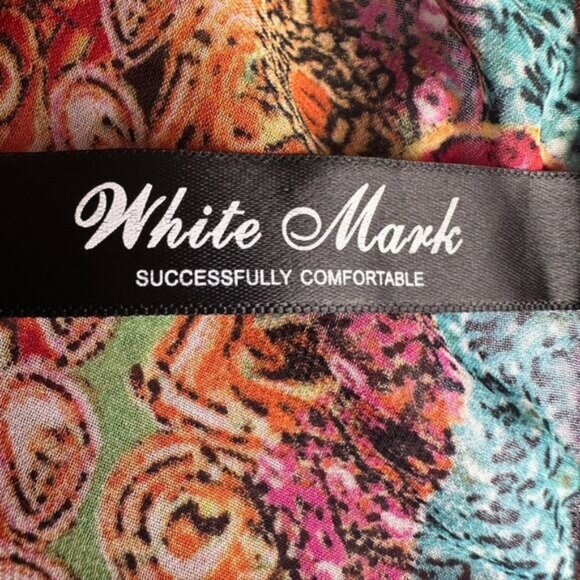 White Mark Sheer Colorful Tribal Print Lace up Swim Cover-up Kaftan One Size - Picture 7 of 8